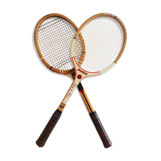 Two vintage collector tennis rackets, "Robert Haillet" and "Team de France"