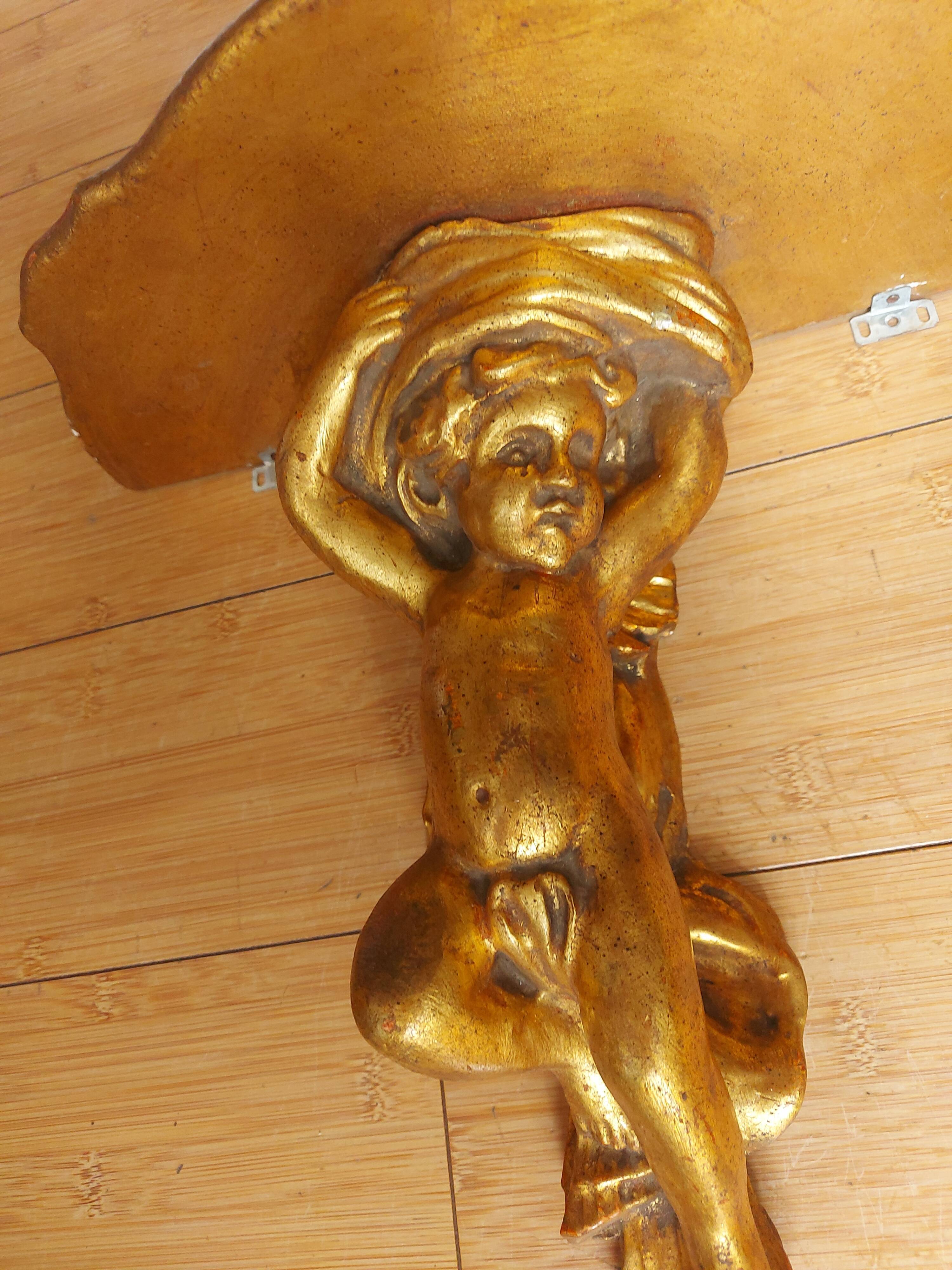 Shelf , Wall console gilded cherub