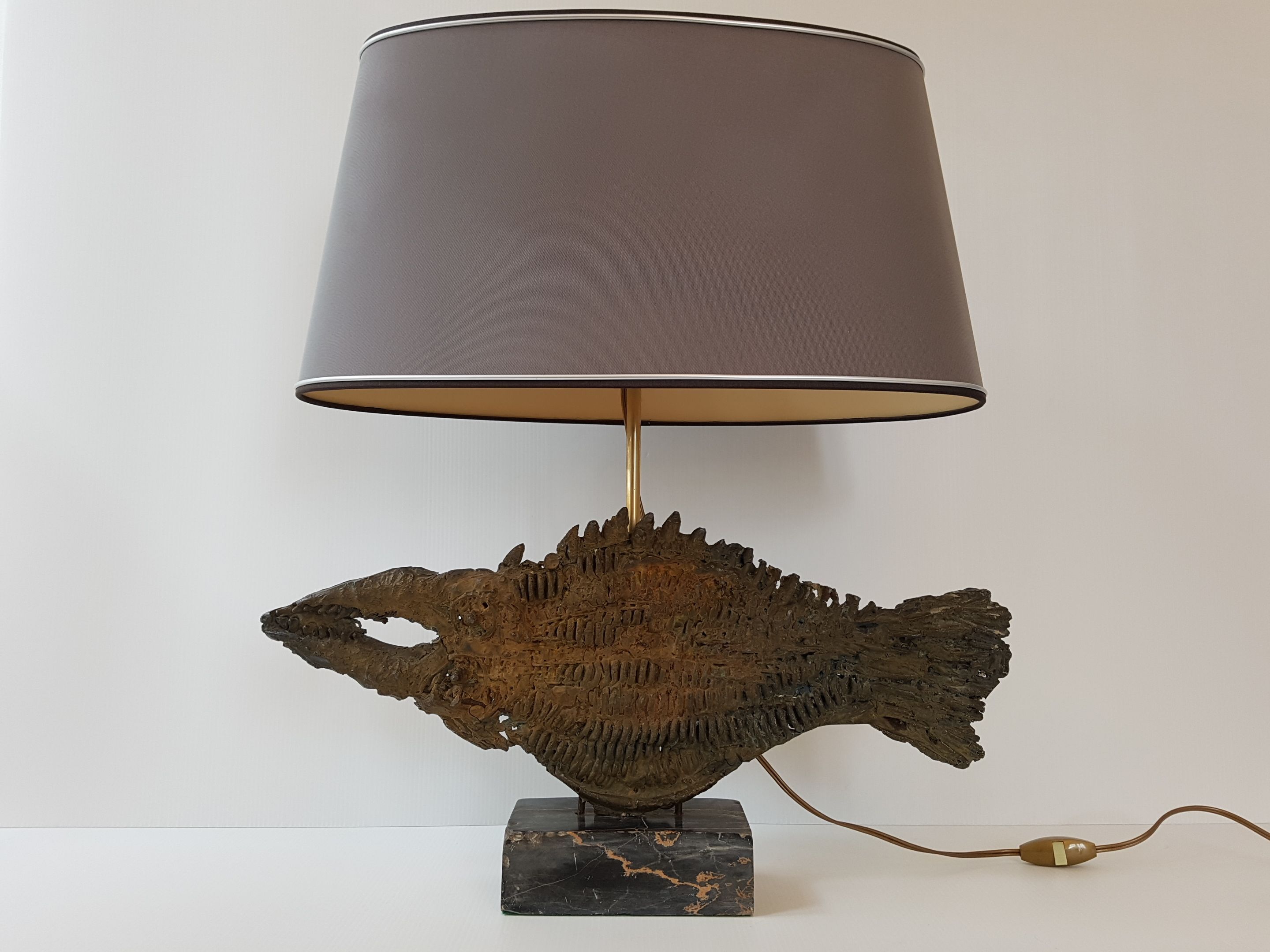 Table lamp in bronze & marble 1970
