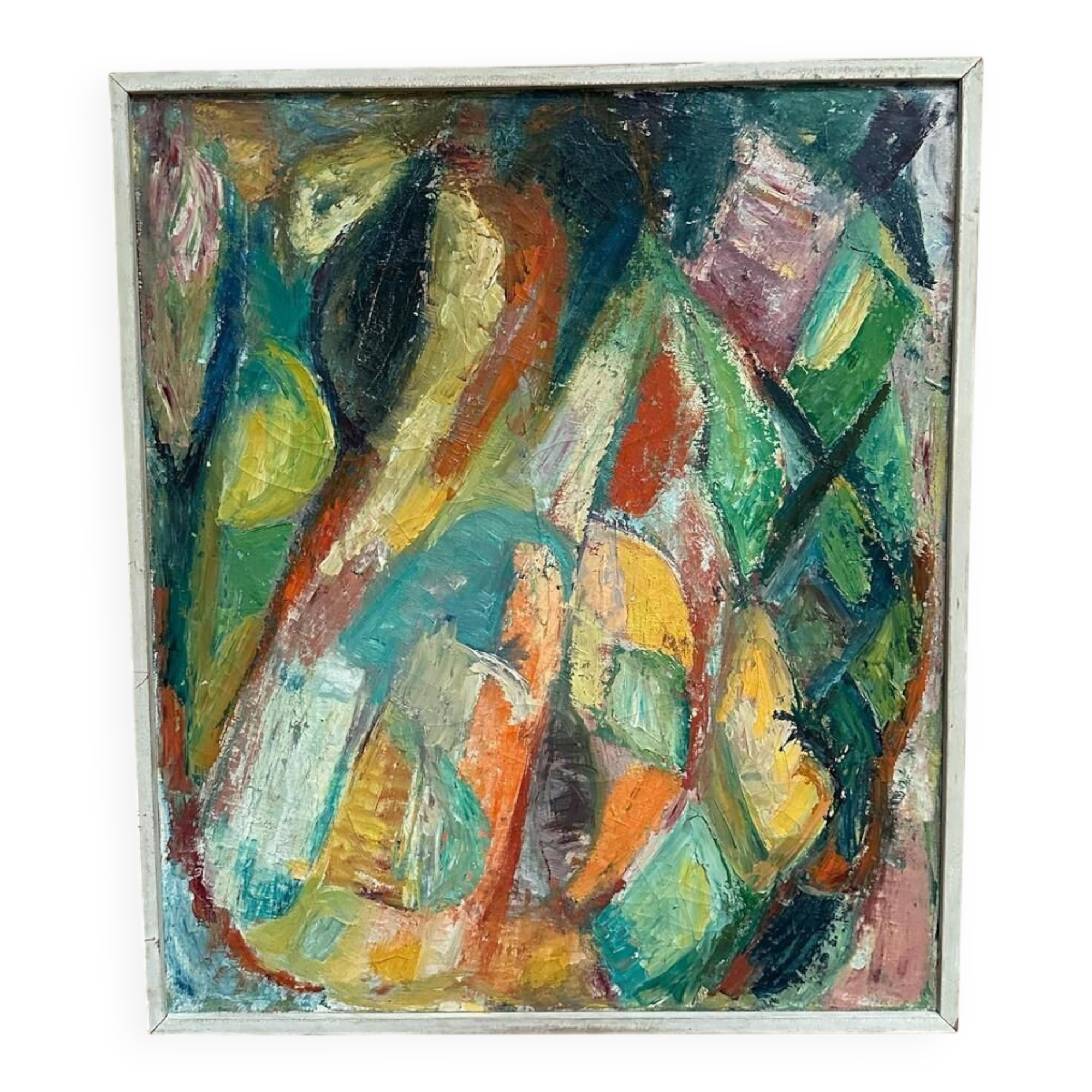 Original Danish Oil on Canvas – “Abstract Composition” – Vintage & Framed