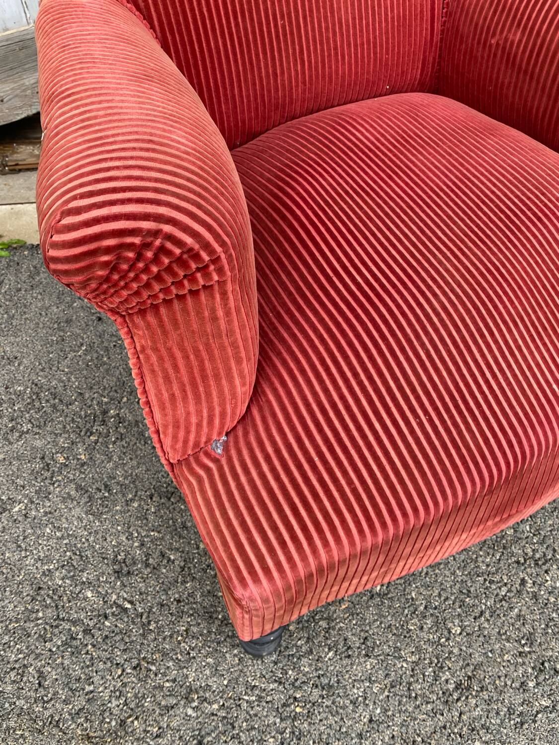 English velvet armchair