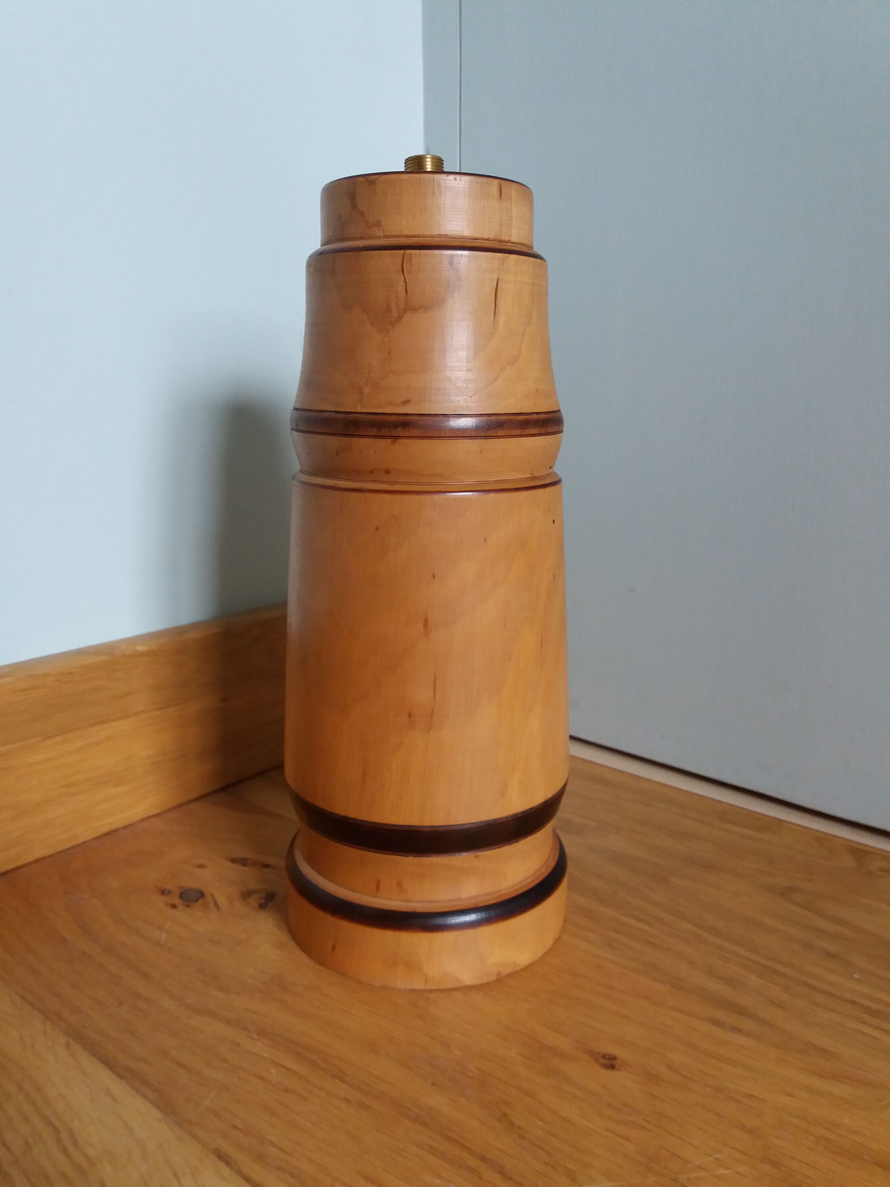 Turned wooden lamp base