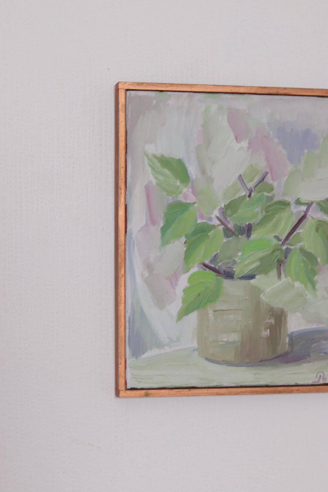 Swedish Oil on Canvas – “Höstsyrener (Autumn Lilacs)” by Paula Wilson