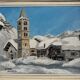 Oil on canvas mountain landscape Val d'Isère by P. de Fourran 1950