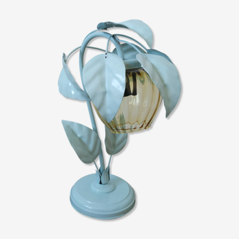 Lampe de chevet vintage feuilles bleues
