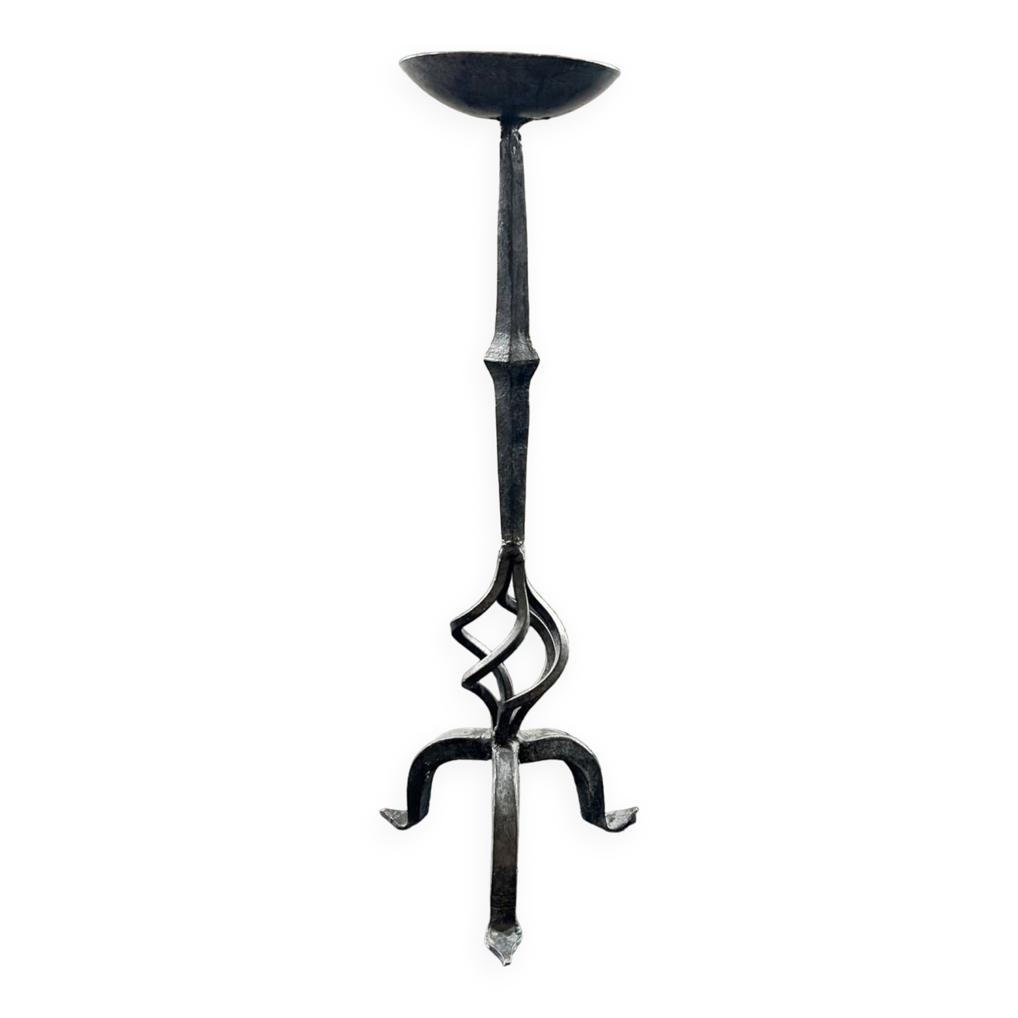 Brutalist wrought iron candle holder