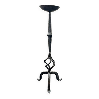 Brutalist wrought iron candle holder