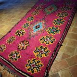 Moroccan Boucherouite fushia rug in recycled cotton 150x275cm