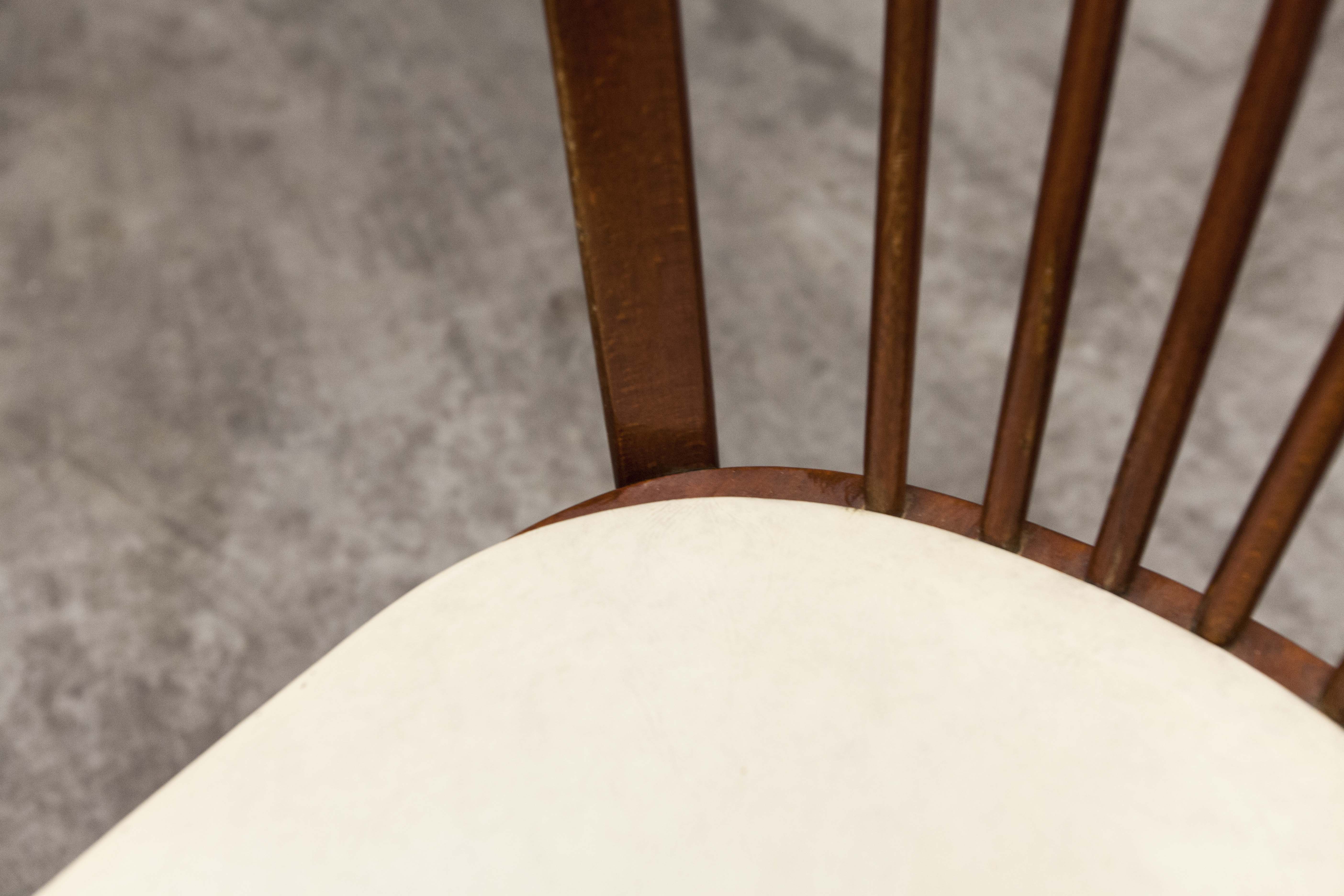 Baumann chair 153 in dark wood and white skai