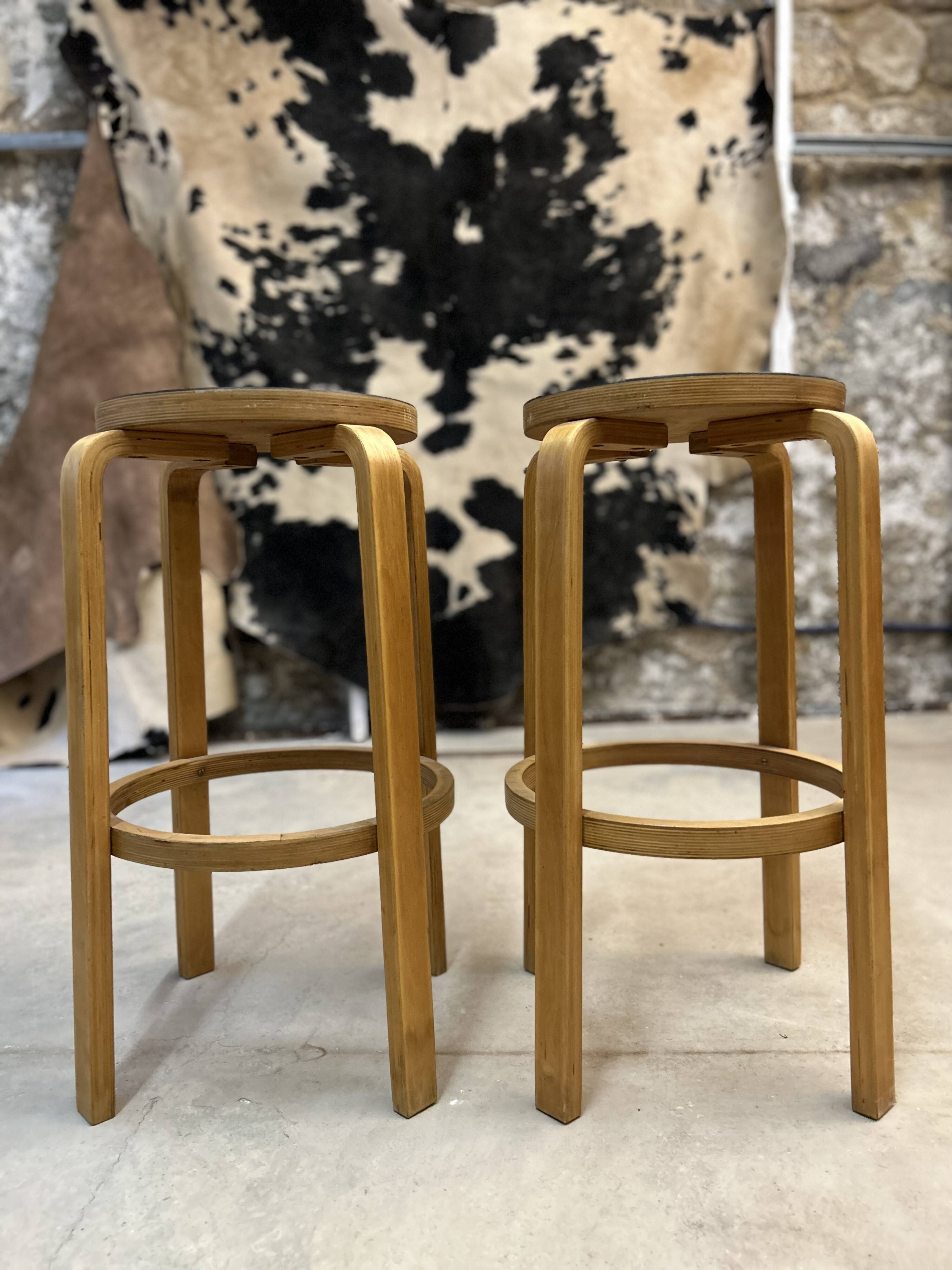 Pair of Alvar Aalto bar stools, 1960s