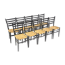 Set of 10 wooden chairs and paper ropes, Sweden, 1970
