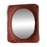 Vintage woven wicker mirror