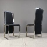 Vintage brass and chrome dining chairs set of 8 - 1970s