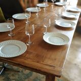 Solid oak farmhouse table with two-plank top