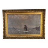 Oil on canvas, "view of an icy sea", monogram and date at the bottom right, P.E 86 for 1886.