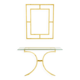 Console and mirror in gilded wrought iron by Robert Thibier, 1960s