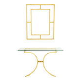 Console et miroir en fer forgé dorée de Robert Thibier années 60