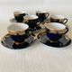 6 Lomonosov Cups and Saucers in Cobalt Blue with Gold Trim
