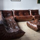 Togo brown leather set designed by Michel Ducaroy 1973
