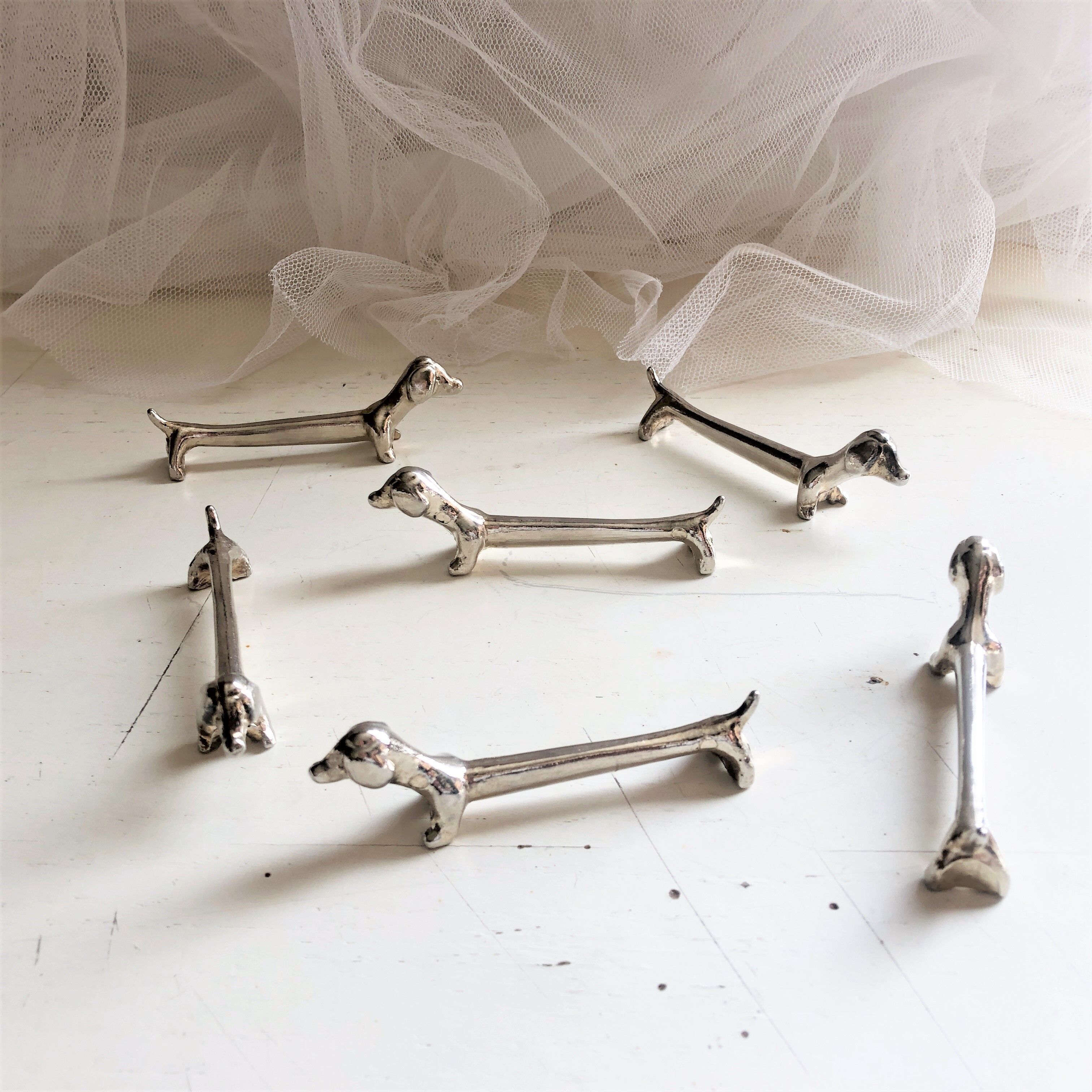 Lot de 6 porte-couteaux en métal argenté