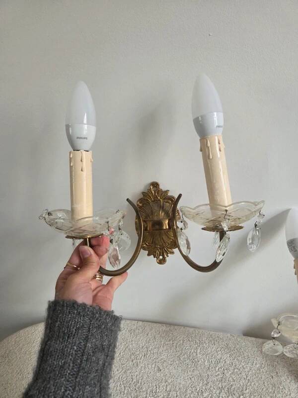 Pair of vintage gold wall sconces Art Deco Rococo from the 50s-70s.