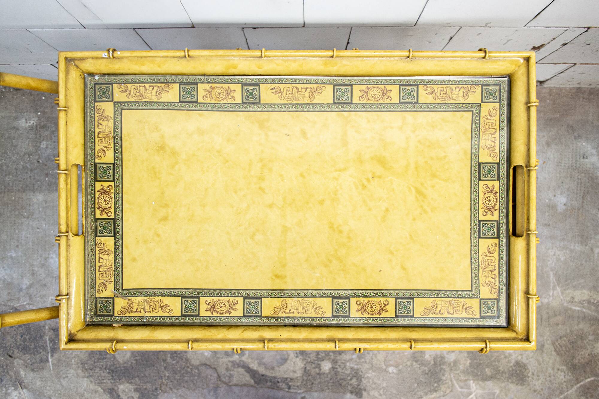 Carrello metallo laccato e vetro con vassoio Italia Anni '50