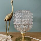 Vintage globe table lamp in molded and chiseled glass