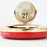 Vintage 1950s brass gold-plated globe perpetual calendar ashtray.