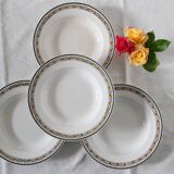 Set of 4 soup plates, Digoin Sarreguemines, Valence model