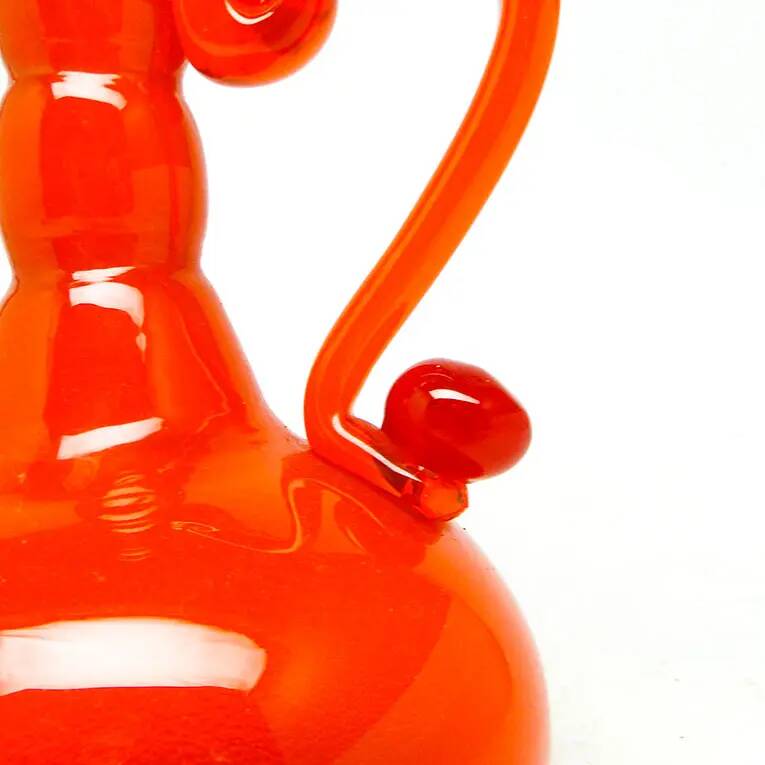 Vase, modernist, orange glass, designed by B. Świstacka, Poland, 1970s