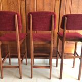 Lot of 4 high oak stools, Scandinavian design