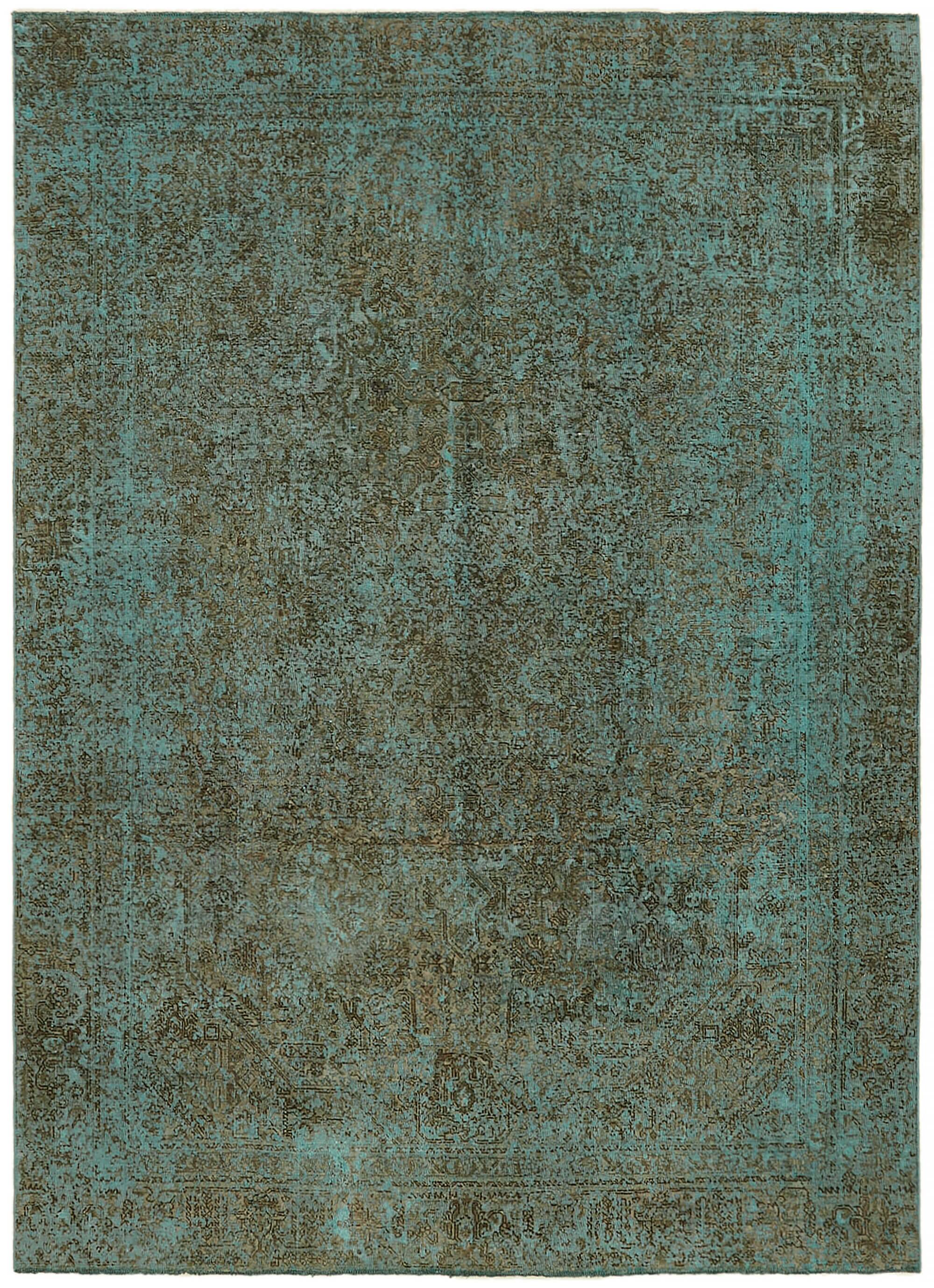 1970s 232 cm x 319 cm turquoise wool carpet