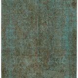 1970s 232 cm x 319 cm turquoise wool carpet