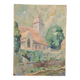 French school 20th century "the village church" watercolor, dated 1944