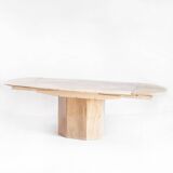 Vintage dining table with travertine extensions. Italy, 1990s