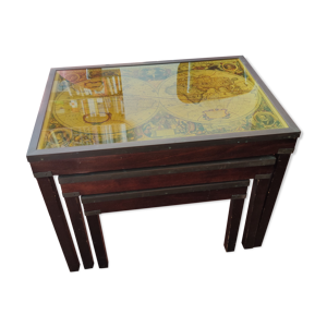 Tables gigognes mappemonde mid-century