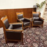 Classic Art Deco Armchair Black High