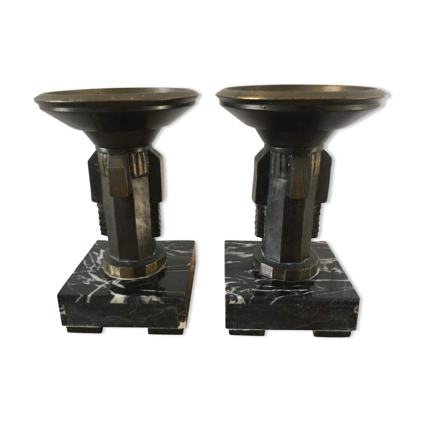 Pair of empty pocket or candle holder 40s art deco