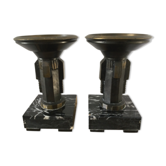 Pair of empty pocket or candle holder 40s art deco