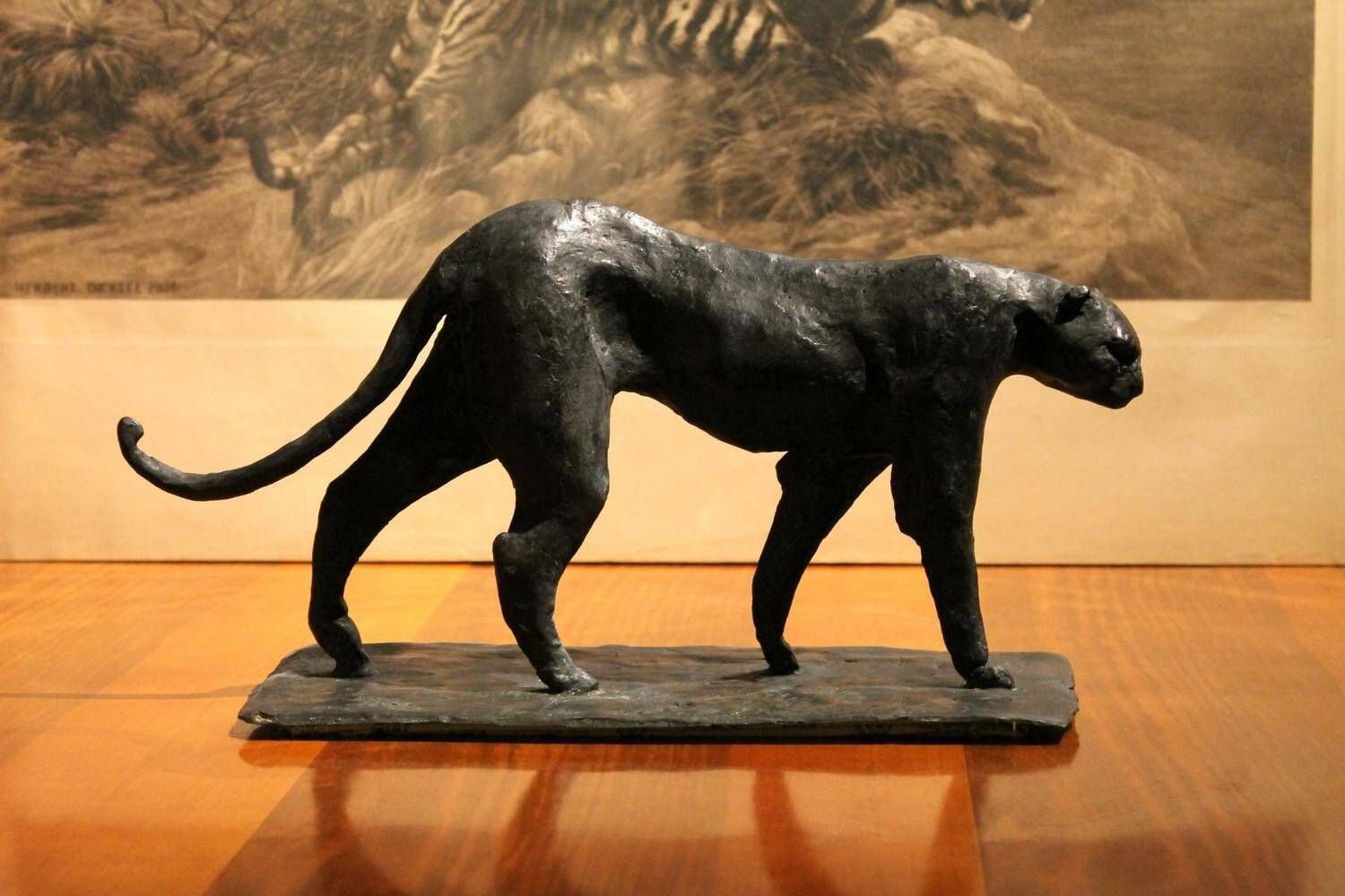 Art Deco Inspired Black Patinated Bronze Leopard Sculpture, 2020