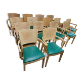 Set of 16 vintage Fameg wooden bistro armchairs
