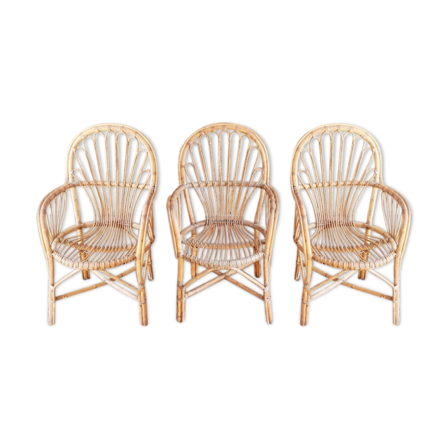 Three vintage rattan chairs