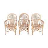 Three vintage rattan chairs