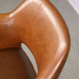 Mid-century brown leatherette swivel chair from Stol