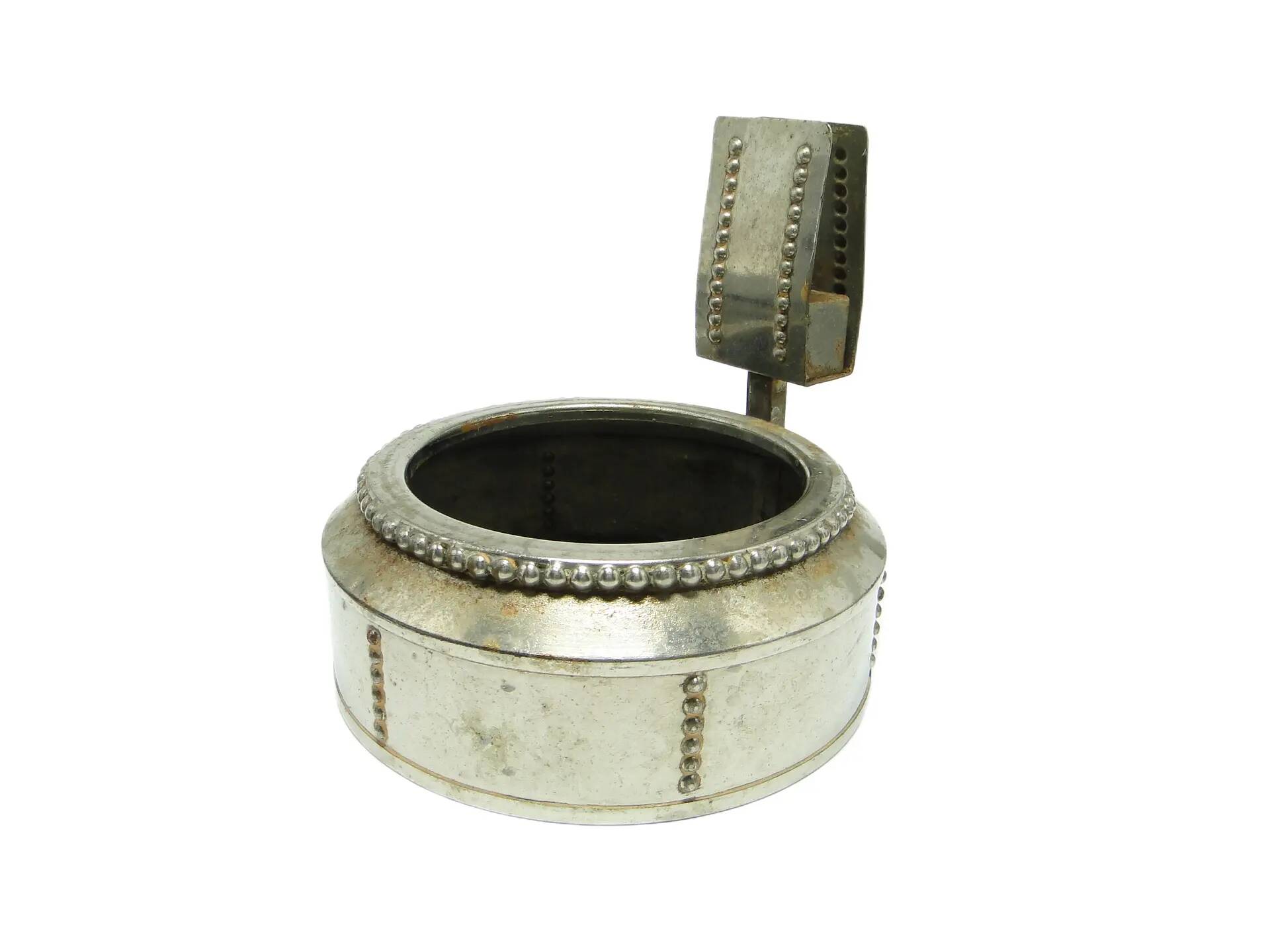 Match holder with ashtray, Art Nouveau, silver-plated brass, Austria, early 20th century