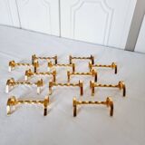 12 Vintage Cutlery Holders or Knife Holders in Gold Metal