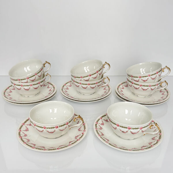 Lot de 6 Tasses à Thé avec Soucoupes   Bernardaud vers 1900