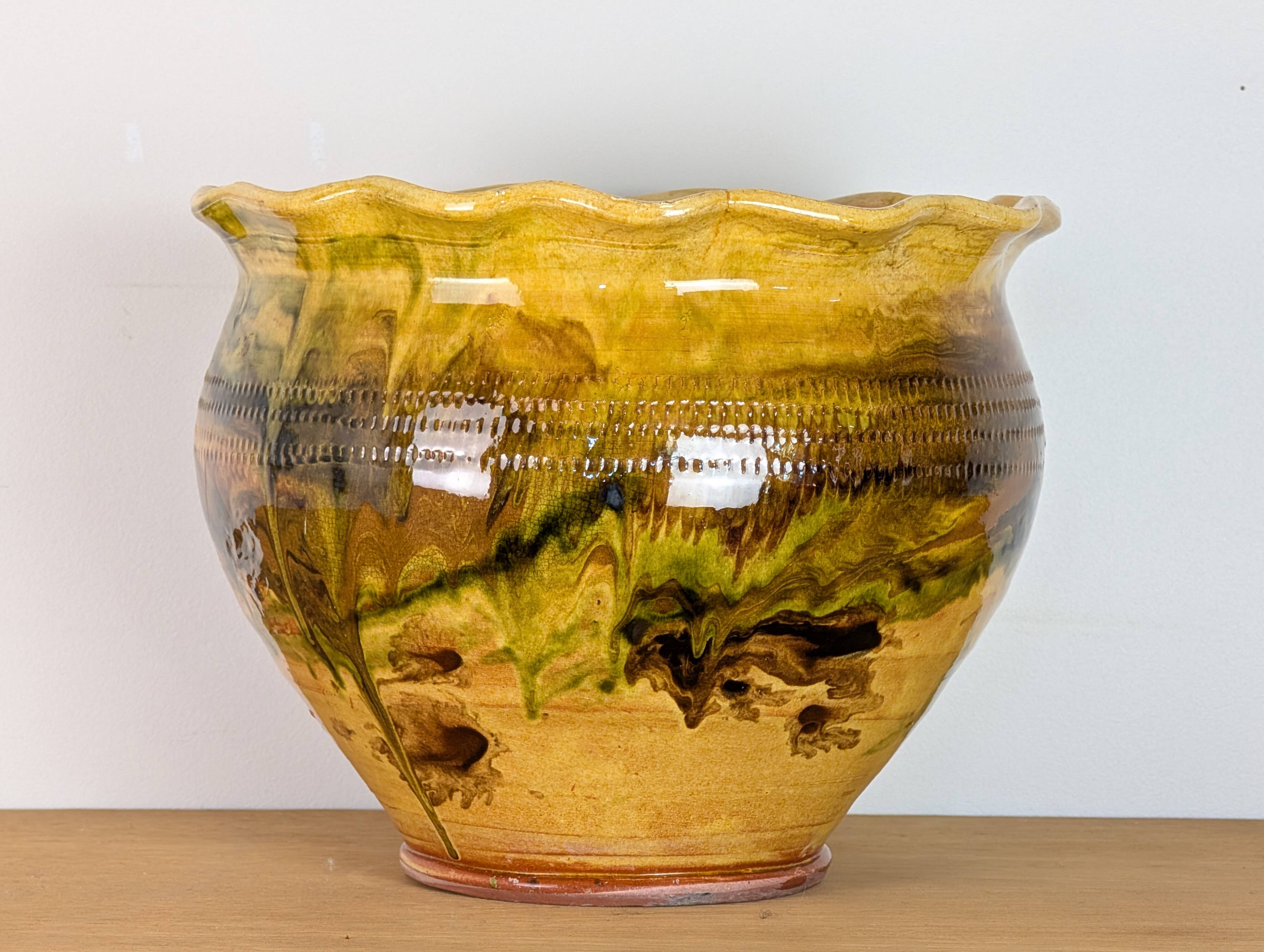 Glazed earthenware planter