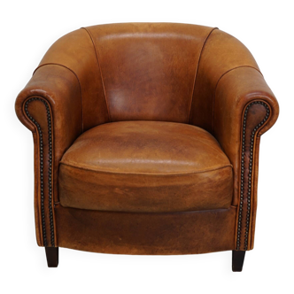 Vintage Dutch Cognac Colored Leather Club Chair
