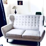 2-Seater Upholstered Sofa Scandinavian Style Mid-Century Spirit Compass Legs